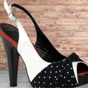 Pinup Couture Black and White Polka Dot Heels
